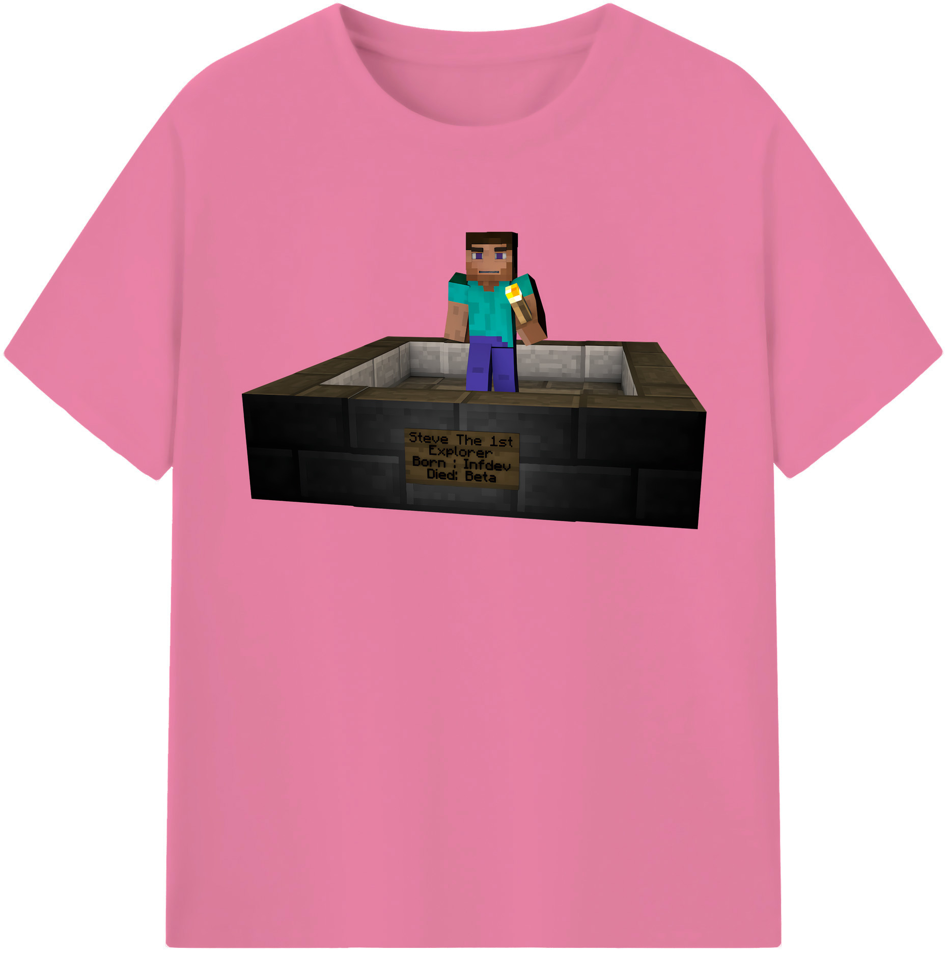 （画像用） マインクラフト ブロックの世界 Minecraft MC Block world 綿100％半袖Tシャツ（フロントプリント）